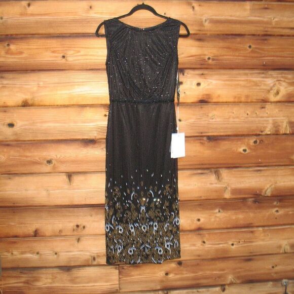Mac Duggal 5796 Womens Black High Neck Embellished Column Dress Runs Small - Picture 5 of 15